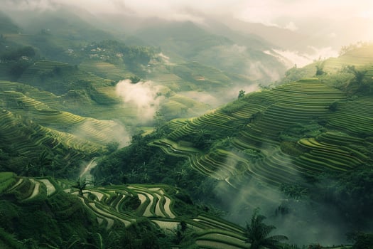 photograph terraced rice fields  United background photo
