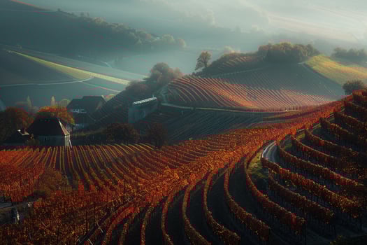 a beautiful view of a vineyard field in autumn background photo