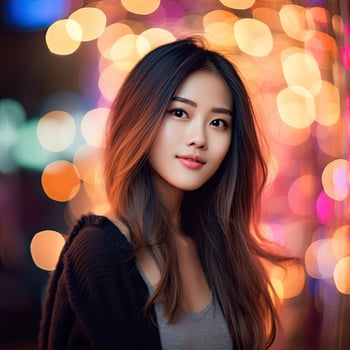 Woman With Long Hair in Blurry Background photo