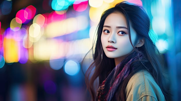 Woman With Long Hair, Building Background photo