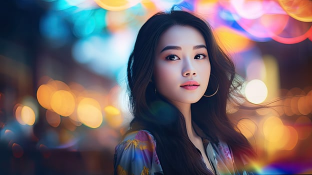 Woman Standing in Blurry Background photo