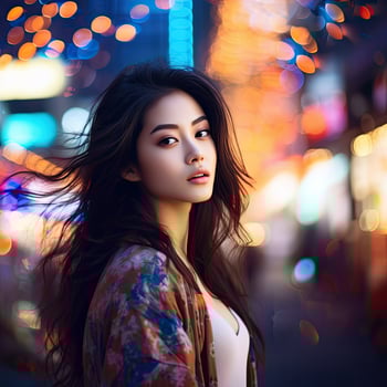 Woman Standing in Night Street photo