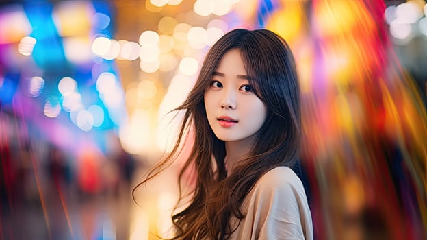 Woman With Long Hair at Carousel photo