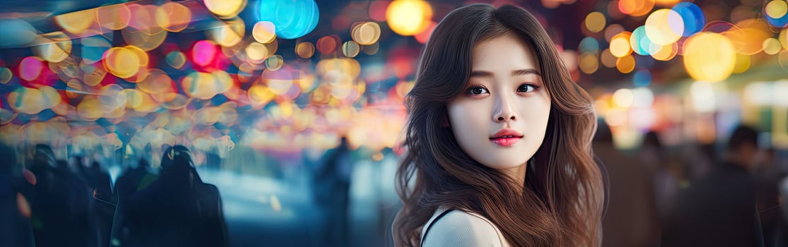 Woman Standing in Blurry Background photo