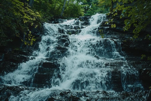 waterfall in the woods background photo