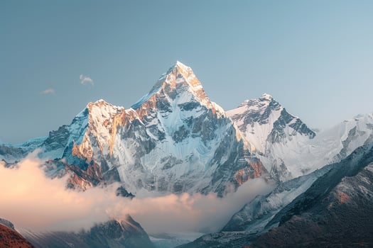 a mountain range with snow capped peaks background photo