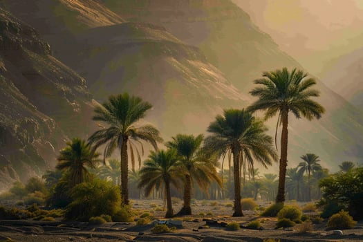 palm trees in the desert background photo