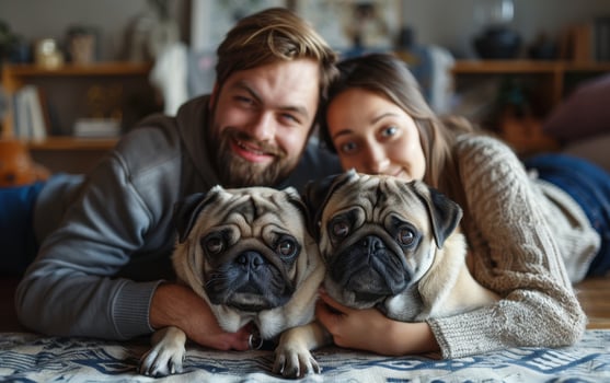 A Couple's Love for Their Pugs, Captured in a Moment of Pure Joy photo