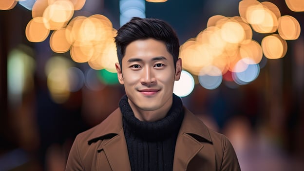 Smiling Man in Brown Coat photo