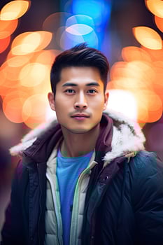 Man in Blue Shirt and Black Jacket photo