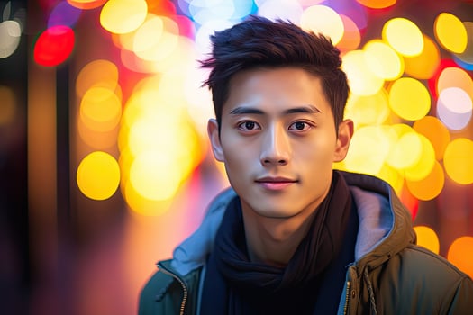 Man in Hooded Jacket Looking at Camera photo