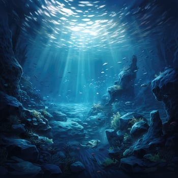 Sunlight Streaming Through Underwater Scene photo
