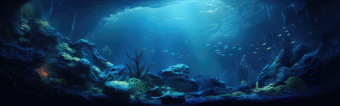 Deep Blue Cave Underwater Scene photo
