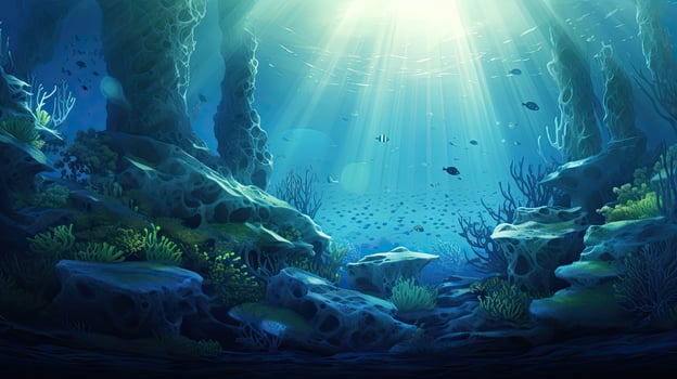 Sunlight Filtering Through Underwater Scene photo