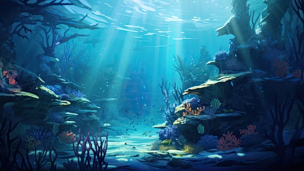 Underwater Scene With Rocks and Plants photo