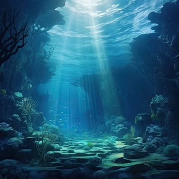 Sunlight Filtering Through Underwater Scene photo