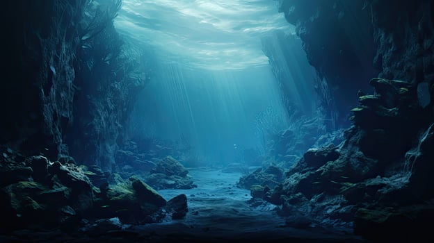 Sunlight Streaming Through Underwater Cave photo