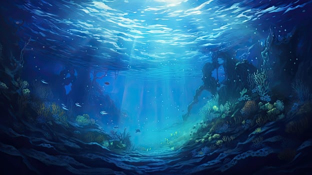 Underwater Scene With Blue Water photo