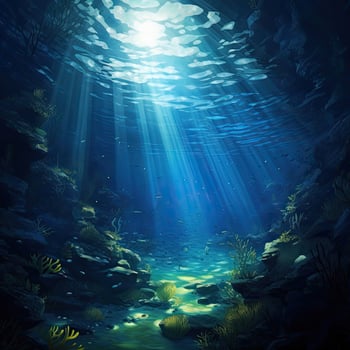 Sunlight Filtering Through Underwater Scene photo