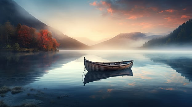 Boat Floating on Lake Under Cloudy Sky photo