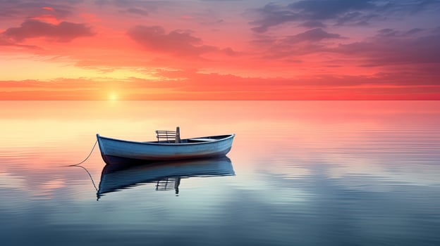 Small Boat Floating on Large Body of Water photo