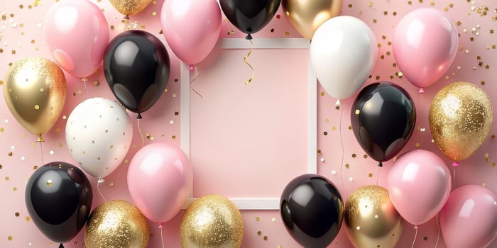 Greeting birthday card with balloons photo