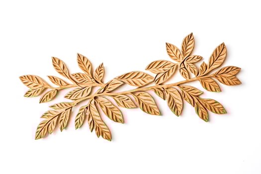 Intricate Carved Wooden Leaf Branch photo