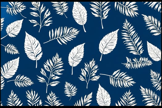 White Leaves on Navy Blue Background photo