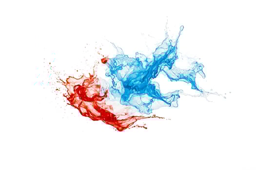 Abstract Red and Blue Liquid Splashes photo