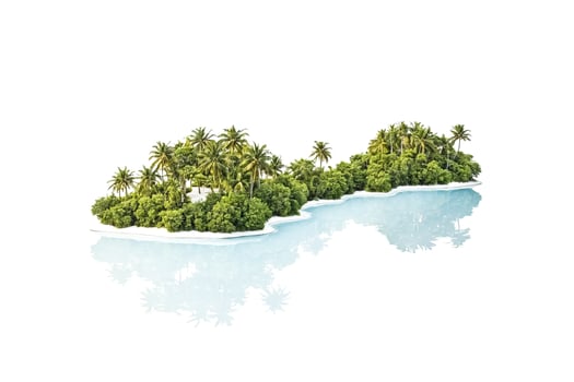 Tropical Island with Palm Trees and Turquoise Water photo
