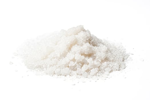 White Sea Salt Crystals Isolated on White Background photo