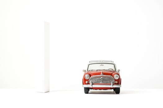 Red Classic Car Model on White Background photo