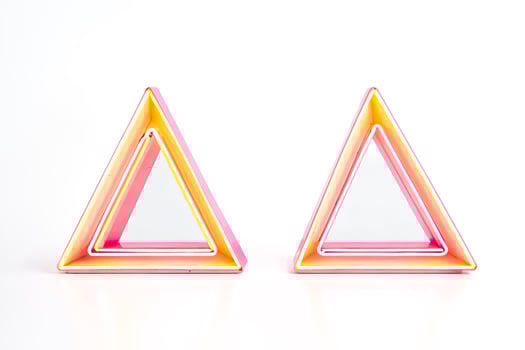 Pink and yellow neon triangle frame photo