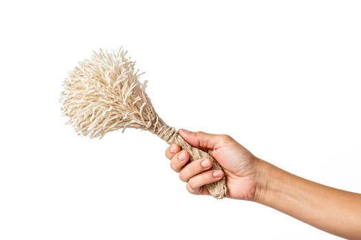 Hand holding a dried flower bouquet photo