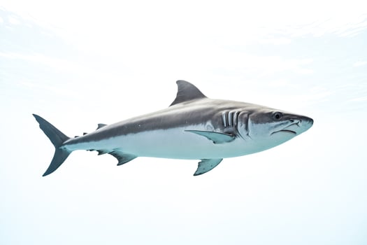Shark swimming in clear blue water photo