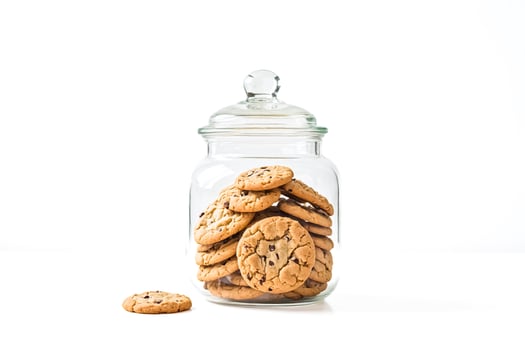 Chocolate Chip Cookies in Glass Jar photo