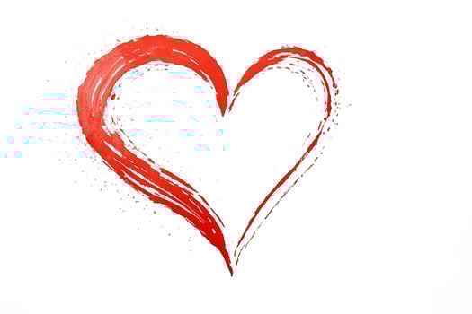 Red Heart Shape Painted on White Background photo