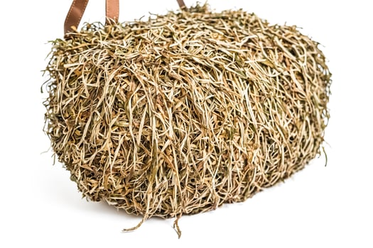 Hay bag with leather handle photo