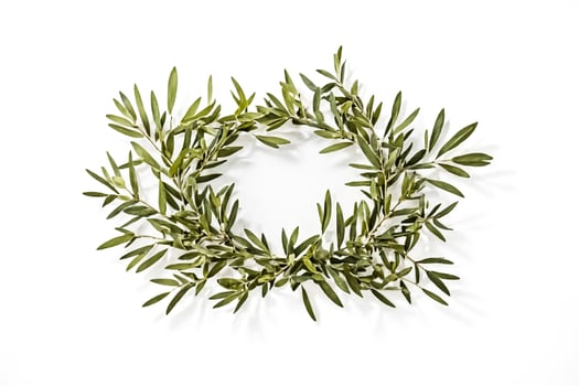 Olive Branch Wreath on White Background photo