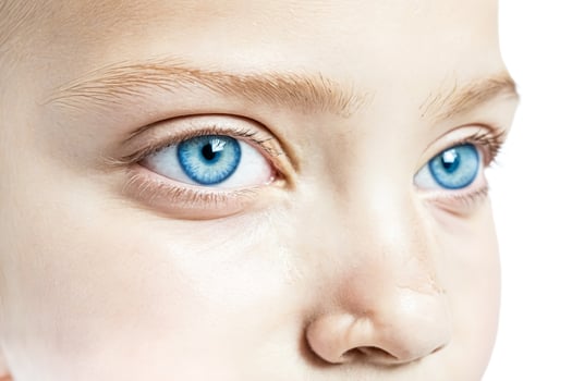Close up of a child's blue eyes looking to the side photo