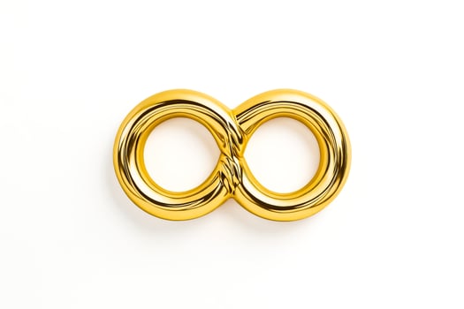 Golden Infinity Symbol on White Background photo