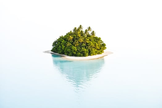 Tropical Island with Palm Trees in the Turquoise Water photo