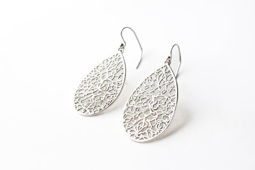 Silver Filigree Teardrop Earrings photo