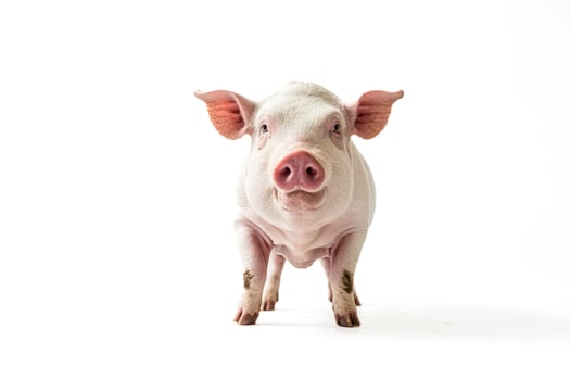 Pink pig standing on a white background. photo