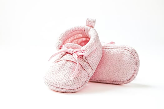 Pink Baby Booties Isolated on White photo