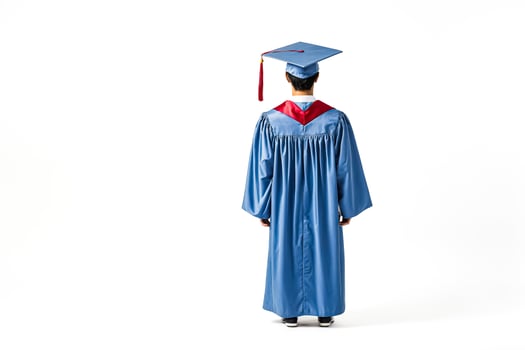 Rear view of a graduate in cap and gown photo