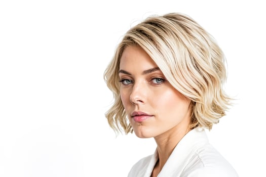 Portrait of a Blonde Woman with Blue Eyes photo
