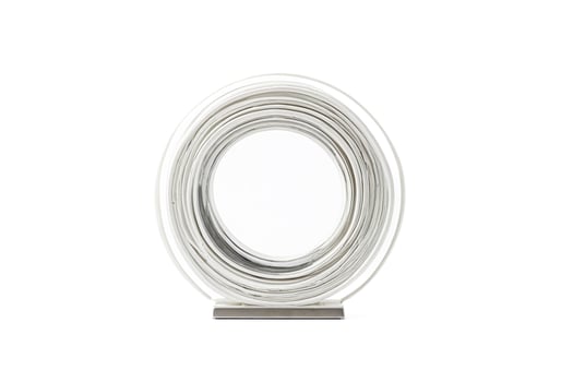 White Oval Sculpture with Metal Base photo