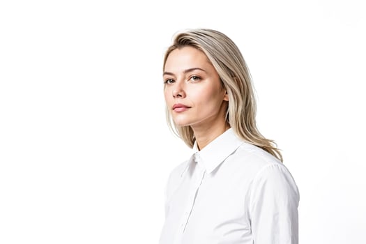 Portrait of a Young Woman in a White Shirt photo