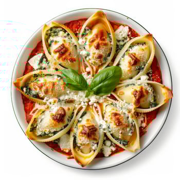 A platter of stuffed shells, ready to be enjoyed photo